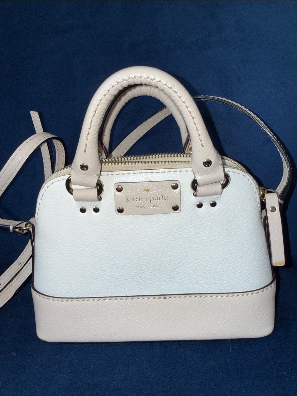 kate spade Two-Tone Cream and White Mini Dome Satchel